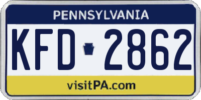 PA license plate KFD2862