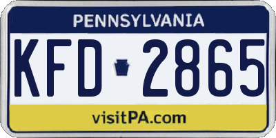 PA license plate KFD2865
