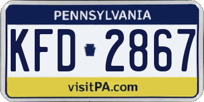 PA license plate KFD2867