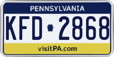PA license plate KFD2868