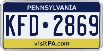 PA license plate KFD2869
