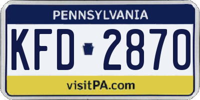 PA license plate KFD2870