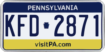 PA license plate KFD2871
