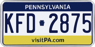 PA license plate KFD2875
