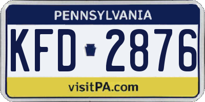 PA license plate KFD2876