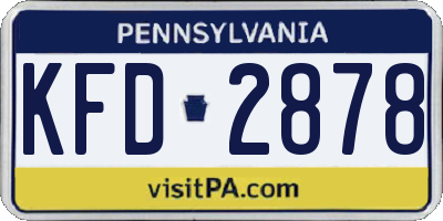 PA license plate KFD2878