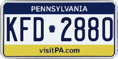 PA license plate KFD2880