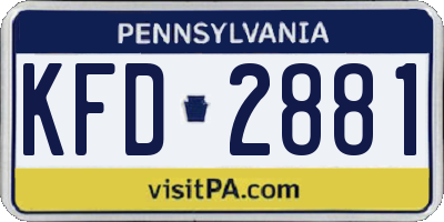 PA license plate KFD2881