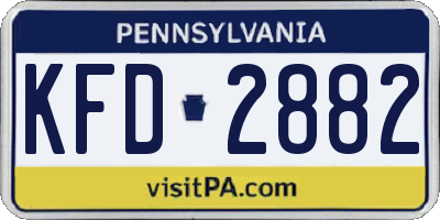 PA license plate KFD2882