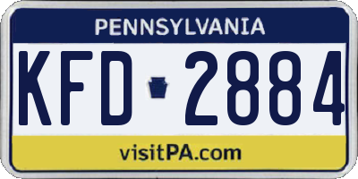 PA license plate KFD2884