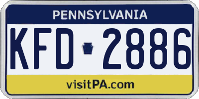 PA license plate KFD2886