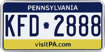 PA license plate KFD2888