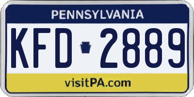 PA license plate KFD2889