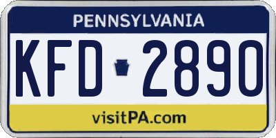 PA license plate KFD2890