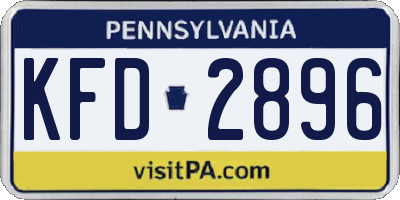 PA license plate KFD2896