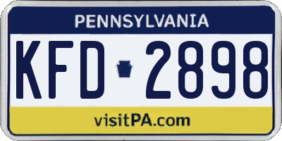 PA license plate KFD2898