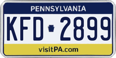 PA license plate KFD2899