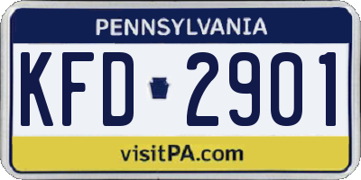 PA license plate KFD2901