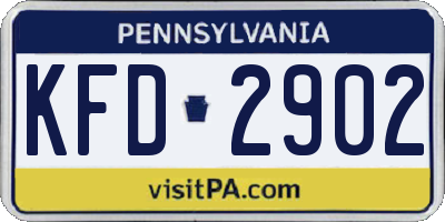 PA license plate KFD2902