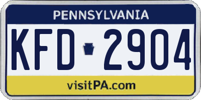 PA license plate KFD2904
