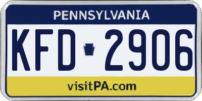 PA license plate KFD2906