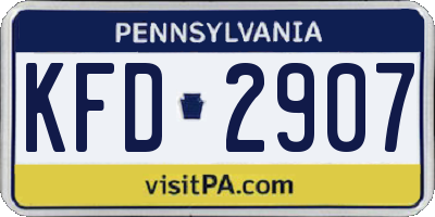 PA license plate KFD2907