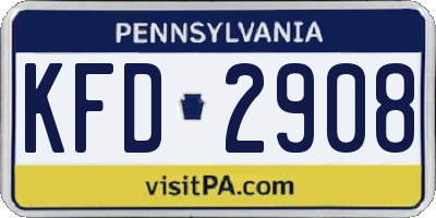 PA license plate KFD2908