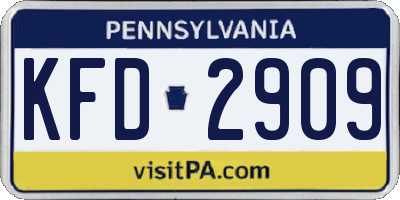 PA license plate KFD2909