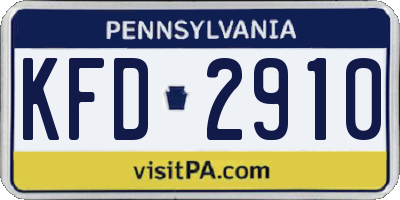 PA license plate KFD2910