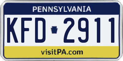 PA license plate KFD2911