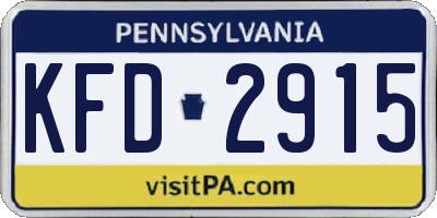 PA license plate KFD2915