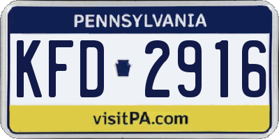 PA license plate KFD2916