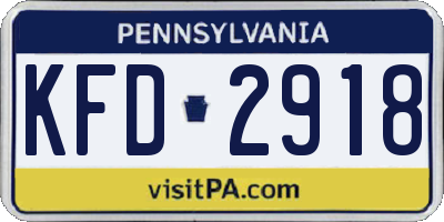 PA license plate KFD2918