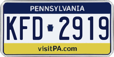 PA license plate KFD2919
