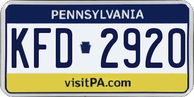 PA license plate KFD2920