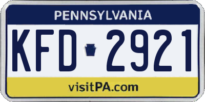 PA license plate KFD2921