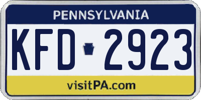 PA license plate KFD2923