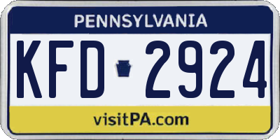PA license plate KFD2924