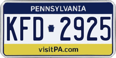 PA license plate KFD2925