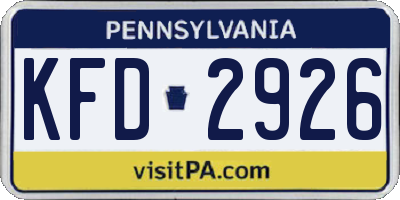PA license plate KFD2926