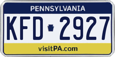 PA license plate KFD2927