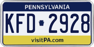 PA license plate KFD2928