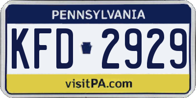 PA license plate KFD2929