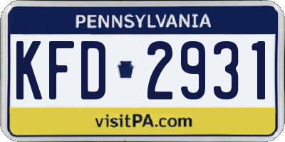 PA license plate KFD2931