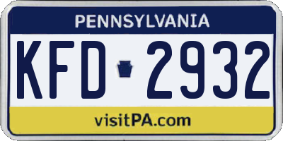 PA license plate KFD2932