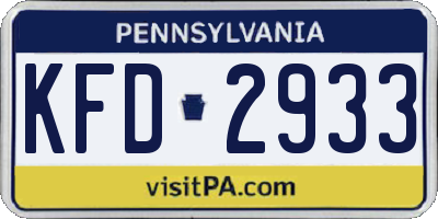 PA license plate KFD2933