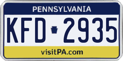 PA license plate KFD2935