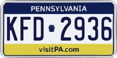 PA license plate KFD2936