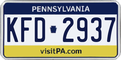 PA license plate KFD2937