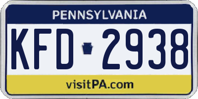 PA license plate KFD2938